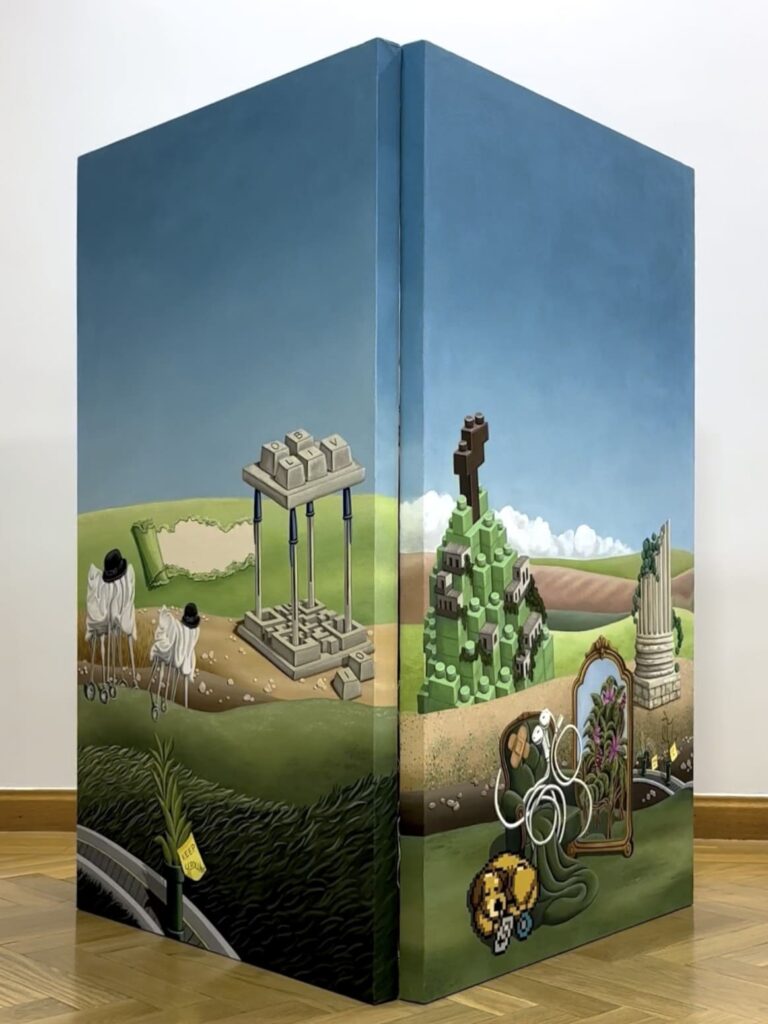 Obra de surrealismo pop contemporáneo de Inés Rubio Roa, artista emergente española.